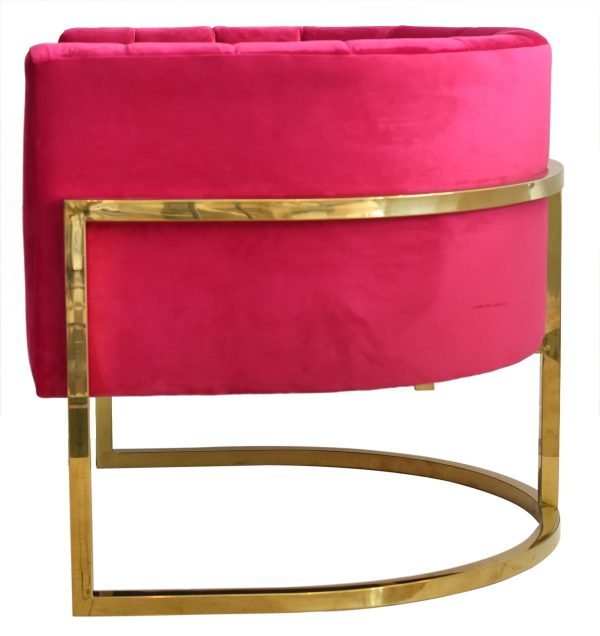 Modrest Landau - Pink Velvet + Gold Accent Chair - Image 5