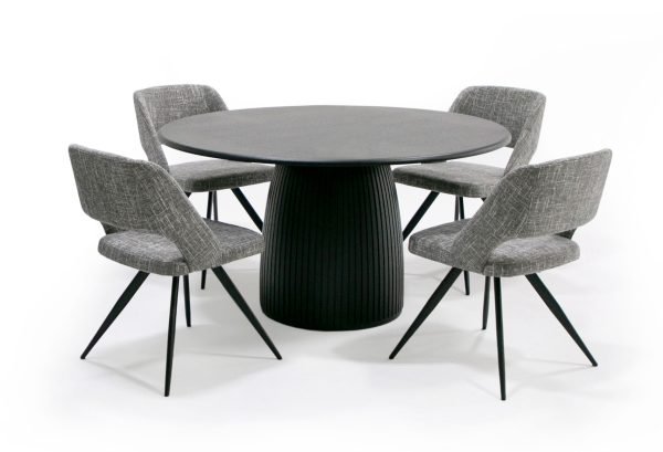 Modrest -  Lander Modern Mid Century Black Oak Round Dining Table - Image 2