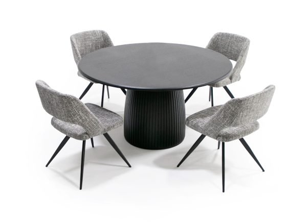 Modrest -  Lander Modern Mid Century Black Oak Round Dining Table - Image 3