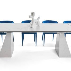 Modrest Latrobe - Modern White Ceramic Quartz 118" Extendable Dining Table
