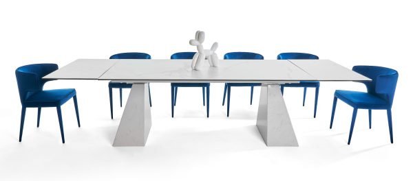 Modrest Latrobe - Modern White Ceramic Quartz 118" Extendable Dining Table