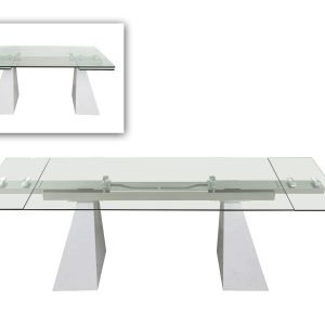 Modrest Latrobe - Modern Extendable Quartz Stone & Glass Dining Table