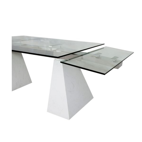 Modrest Latrobe - Modern Extendable Quartz Stone & Glass Dining Table - Image 3
