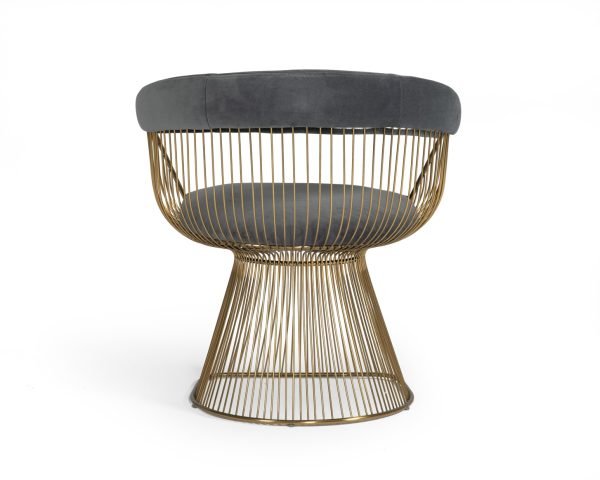Modrest Lauren - Grey Velvet and Brushed Gold Dining Chair - Image 4