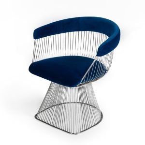 Modrest Lauren - Blue Velvet and Stainless Steel Dining Chair