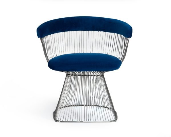 Modrest Lauren - Blue Velvet and Stainless Steel Dining Chair - Image 2