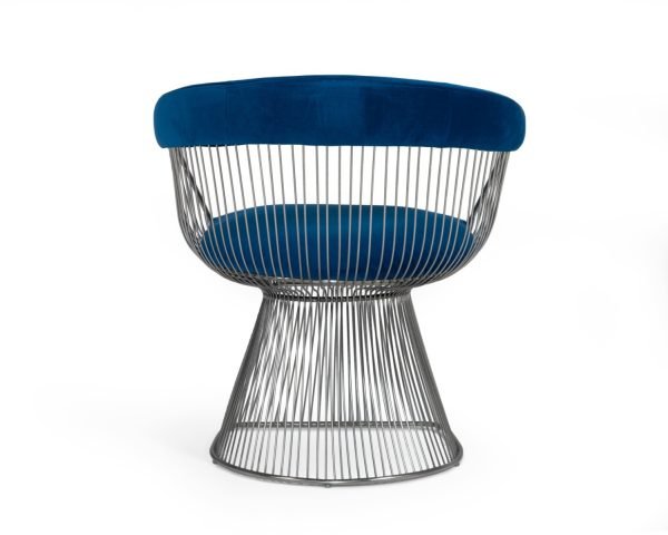 Modrest Lauren - Blue Velvet and Stainless Steel Dining Chair - Image 4