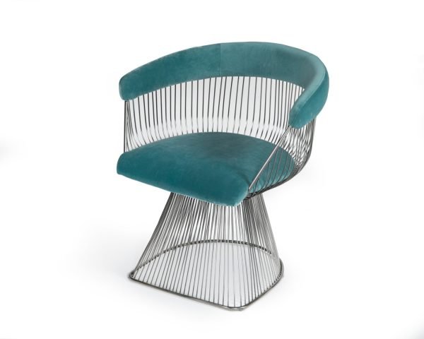 Modrest Lauren - Teal Velvet and Brushed Silver Dining Chair - Image 4