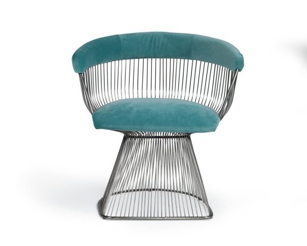 Modrest Lauren - Teal Velvet and Brushed Silver Dining Chair - Image 5
