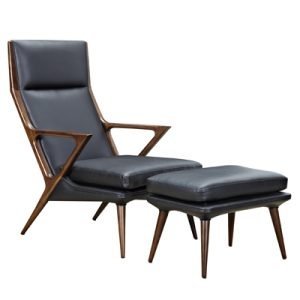 Modrest Fulton Modern Black Lounge Chair & Ottoman