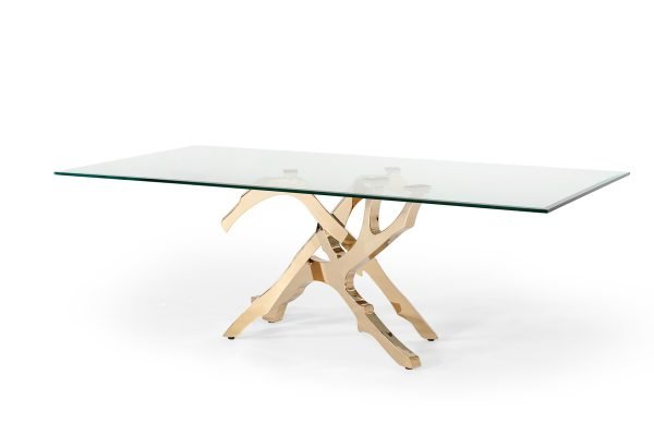 Modrest Legend Modern Glass & Gold Dining Table - Image 4