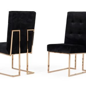 Modrest Legend - Modern Black & Rosegold Dining Chair (Set of 2)