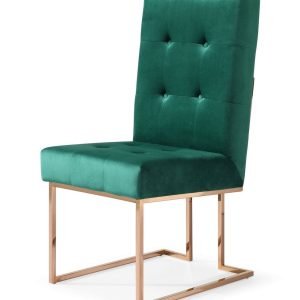 Modrest Legend Modern Green Velvet & Rosegold Dining Chair (Set of 2)