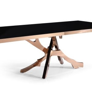 Modrest Legend - Modern Black Glass & Rosegold Dining Table
