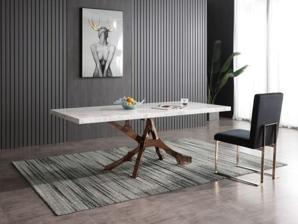 Modrest Legend - Modern White Marble & Rosegold Dining Table - Image 2