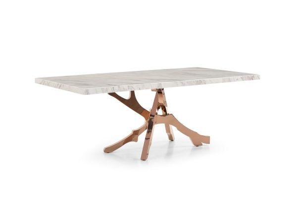 Modrest Legend - Modern White Marble & Rosegold Dining Table - Image 4