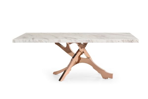 Modrest Legend - Modern White Marble & Rosegold Dining Table - Image 5