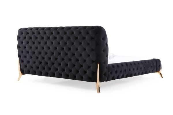 Modrest Legend - Modern Black Velvet & Rosegold Bed - Image 3