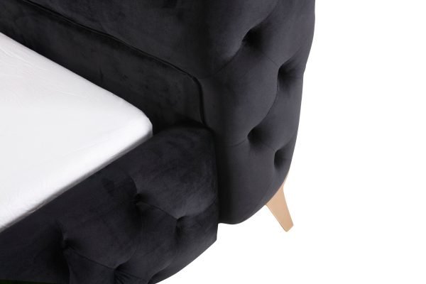 Modrest Legend - Modern Black Velvet & Rosegold Bed - Image 4