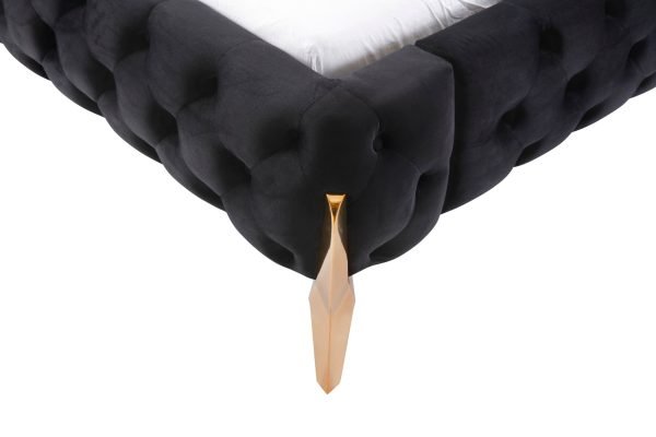 Modrest Legend - Modern Black Velvet & Rosegold Bed - Image 5