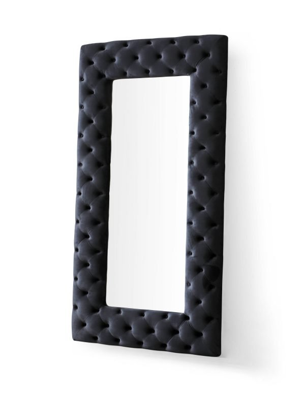 Modrest Legend - Transitional Black Velvet Floor Mirror