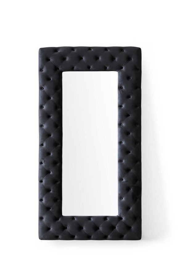 Modrest Legend - Transitional Black Velvet Floor Mirror - Image 3