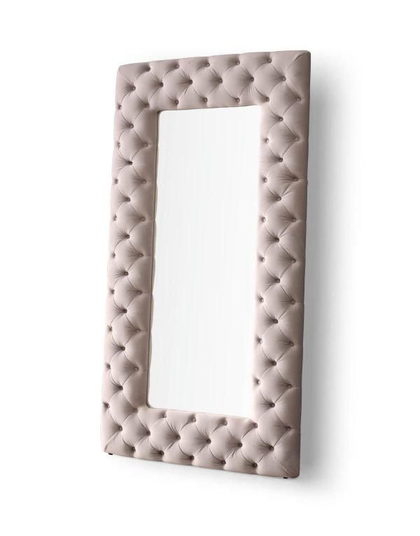 Modrest Legend - Transitional Grey Velvet Floor Mirror