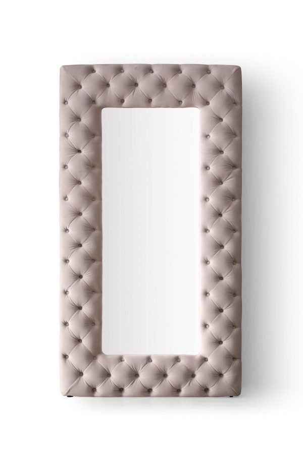 Modrest Legend - Transitional Grey Velvet Floor Mirror - Image 2