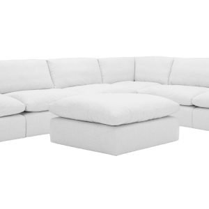 Divani Casa Lennon - Transitional White Fabric Sectional Sofa