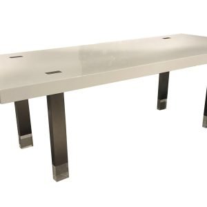 Modrest Lenny- Modern White High Gloss & Stainless Steel Gun Metal Dining Table