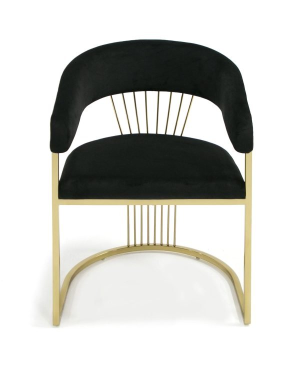 Modrest Linda - Modern Black Velvet and Gold Dining Chair - Image 3