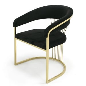 Modrest Linda - Modern Black Velvet and Gold Dining Chair