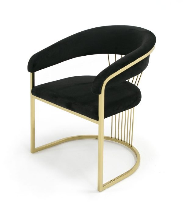 Modrest Linda - Modern Black Velvet and Gold Dining Chair
