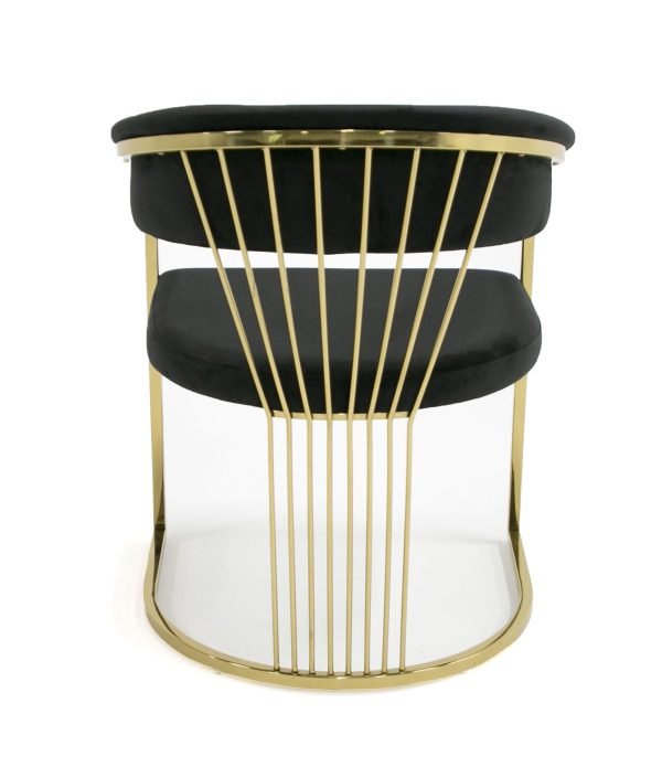 Modrest Linda - Modern Black Velvet and Gold Dining Chair - Image 2