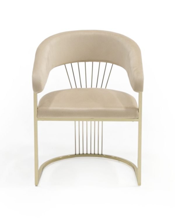Modrest Linda - Modern Beige Velvet and Gold Dining Chair - Image 2
