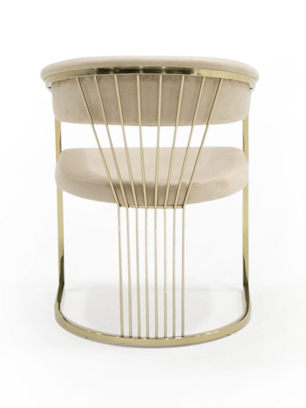 Modrest Linda - Modern Beige Velvet and Gold Dining Chair - Image 4