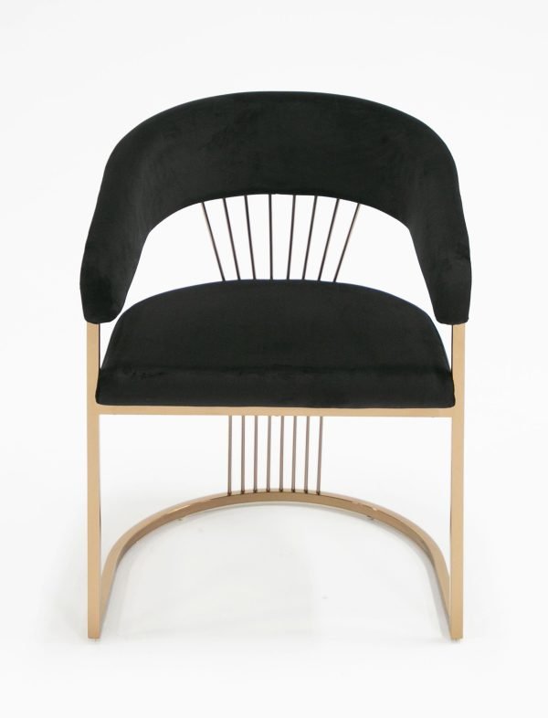 Modrest Linda - Modern Black Velvet and Rosegold Dining Chair - Image 3