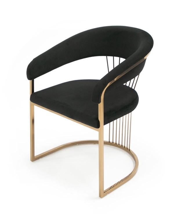 Modrest Linda - Modern Black Velvet and Rosegold Dining Chair