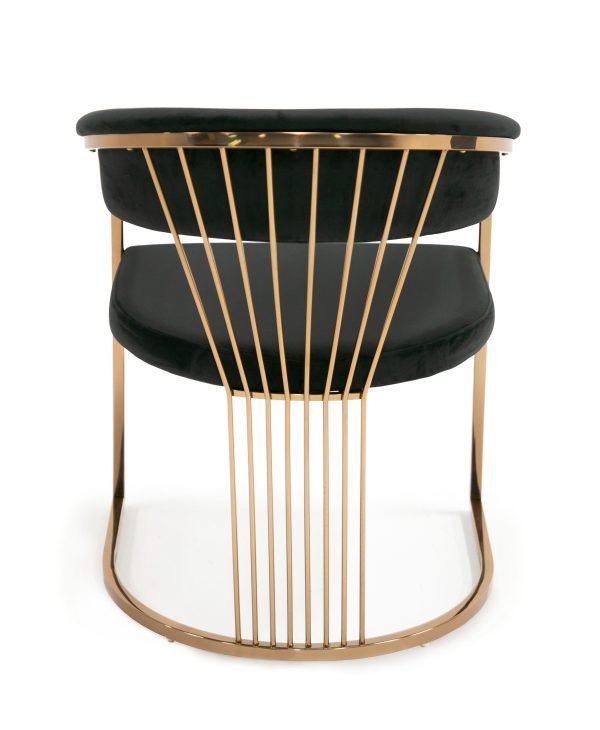 Modrest Linda - Modern Black Velvet and Rosegold Dining Chair - Image 2
