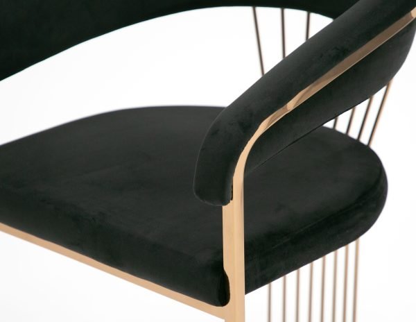 Modrest Linda - Modern Black Velvet and Rosegold Dining Chair - Image 4
