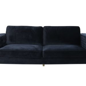 Divani Casa Lori - Modern Velvet Glam Black & Gold Sofa