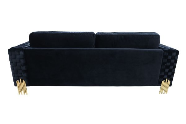 Divani Casa Lori - Modern Velvet Glam Black & Gold Sofa - Image 4