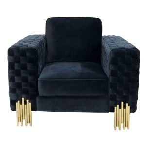 Divani Casa Lori - Modern Velvet Glam Black & Gold Chair