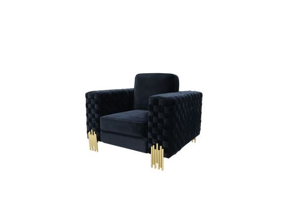 Divani Casa Lori - Modern Velvet Glam Black & Gold Chair - Image 3