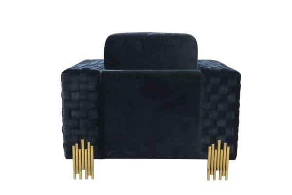 Divani Casa Lori - Modern Velvet Glam Black & Gold Chair - Image 4