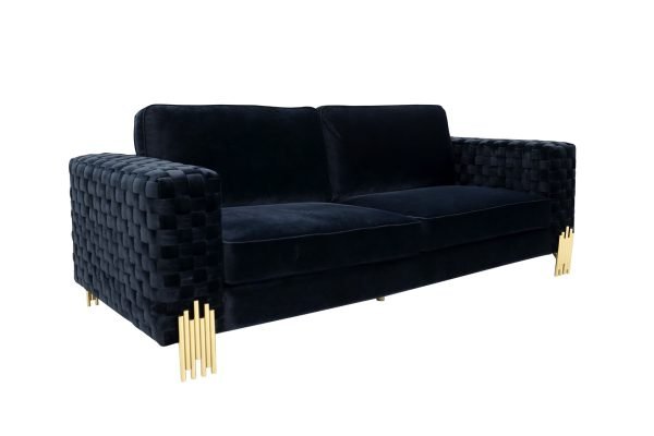 Divani Casa Lori - Modern Velvet Glam Black & Gold Sofa Set - Image 2