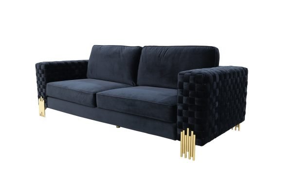 Divani Casa Lori - Modern Velvet Glam Black & Gold Sofa Set - Image 3