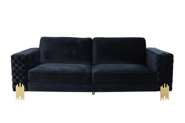 Divani Casa Lori - Modern Velvet Glam Black & Gold Sofa Set - Image 4