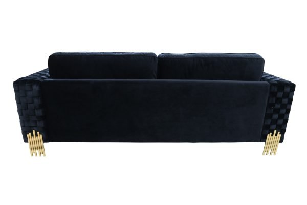 Divani Casa Lori - Modern Velvet Glam Black & Gold Sofa Set - Image 5