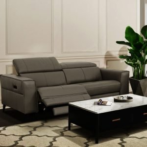 Divani Casa Nella - Modern Dark Grey Leather Loveseat w/ Electric Recliners